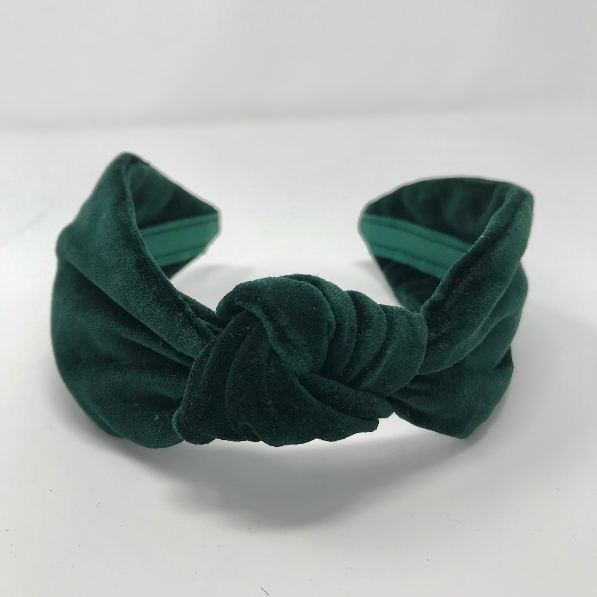 knotted headband in dark green velvet by Black Bow Co.