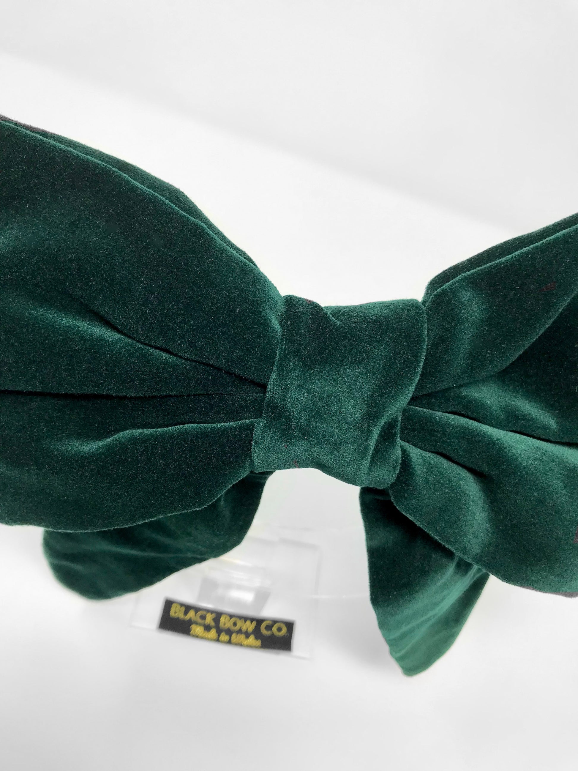 Green velvet bow for hair 