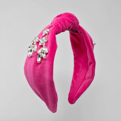 hot pink headband with crystal embellishments