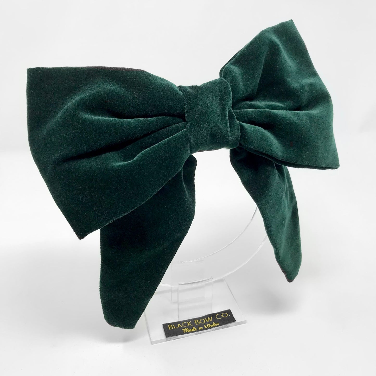 Large green velvet bow clip