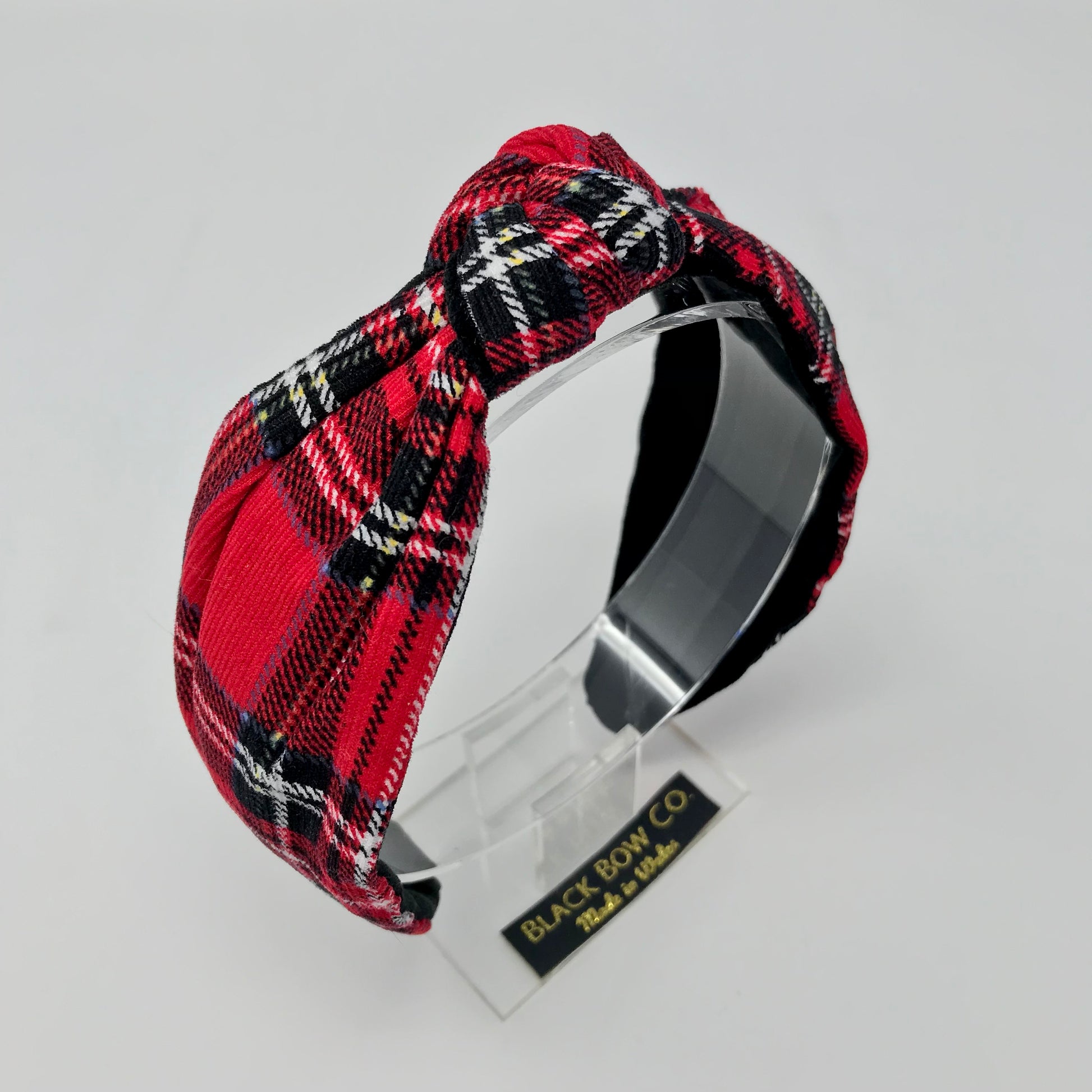 Red tartan knotted headband 