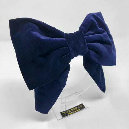 Large velvet navy blue hair bow clip