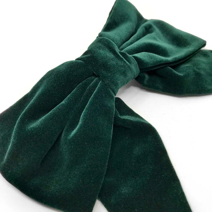 Large velvet green hair bow 