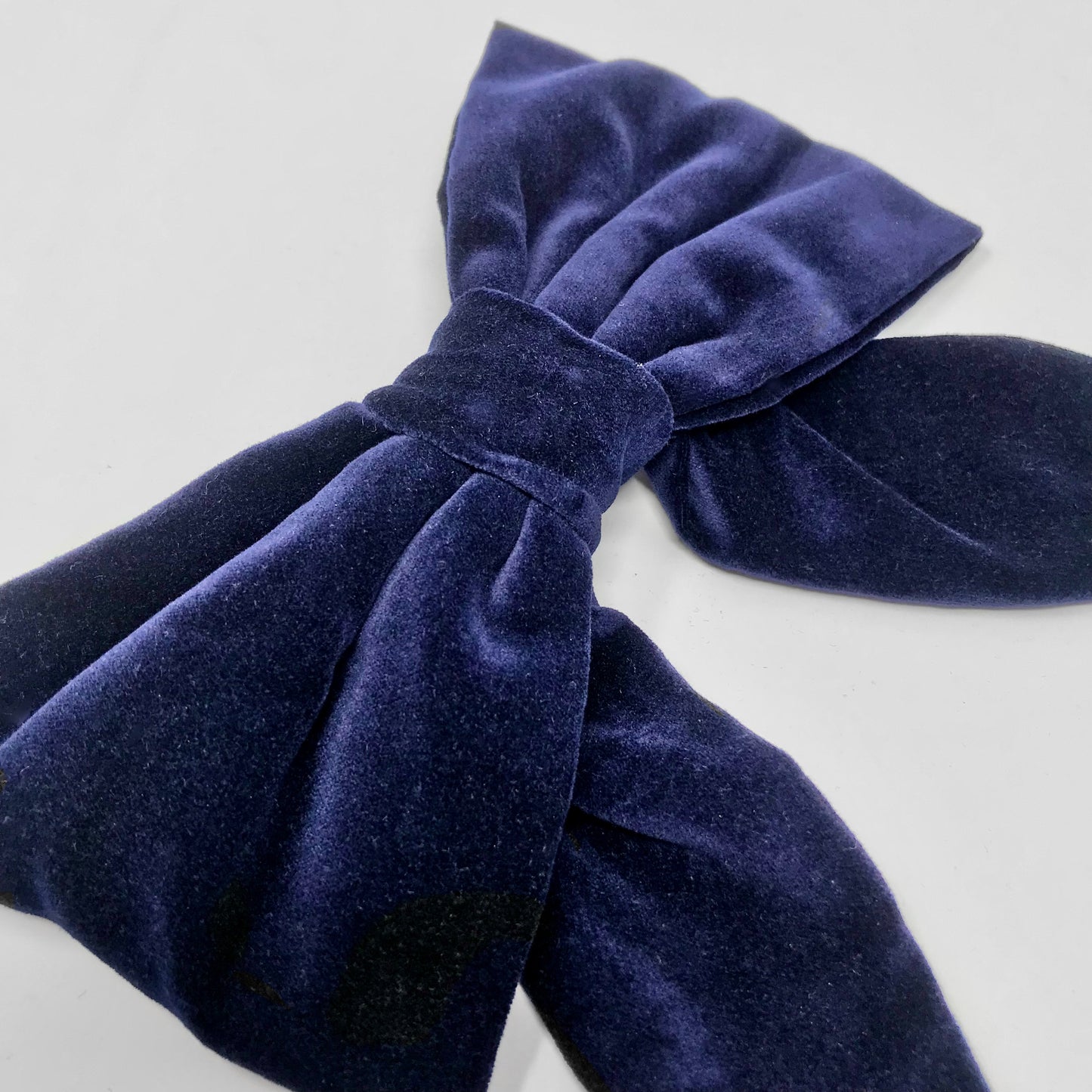 Velvet hair bow navy clip 