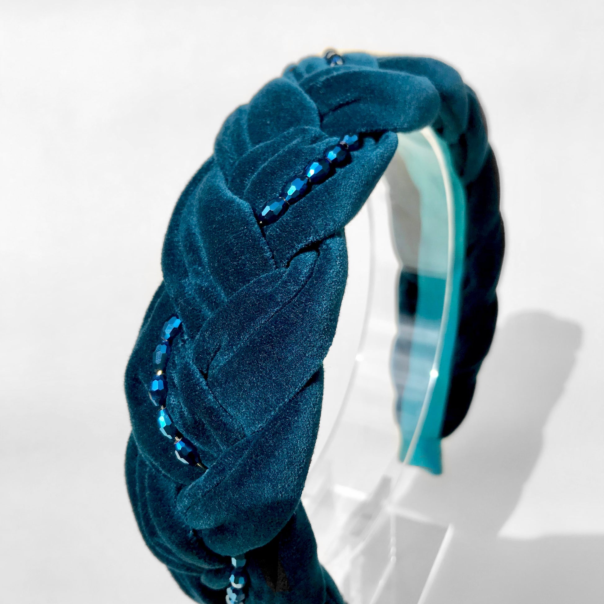 embellished teal velvet headband